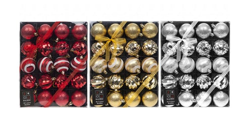 6CM/3CM 20 Pcs with 200 Bauble Hooks Christmas Baubles Multiple Variation in Red | Shatterproof Glitter Christmas Baubles | Elegant Hanging Ornament Balls for Xmas Tree & Festive Holiday Décor.