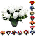 Caliko 25cm Grave Flower Pots with Improved Design | Artificial Flowers for Graves in Pots | 12 Head White Cemetery Decorative Artificial Flowers for Christmas & Grave decoration.