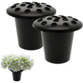 Caliko-Grave Flower Holders with lid pack of 2 Black, Memorial Vases for Graves Strong Plastic Grave Flower Pots Insert in Grave-side, Grave Vase for Grave Decorations