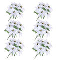 Caliko Pack of 6 White Poinsettia Artificial Flowers Snow-Kissed Bushes 34cm 7 Heads of Silken Blooms for a White Christmas Poinsettia Wonderland - Your Signature Xmas Elegance.