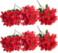 Caliko 34cm Poinsettia Artificial Flowers 6 Packs | 7 Heads Red&Golden Artificial Poinsettia Bushes | Silk Fabric Flower Bouquet for Xmas Elegance.