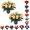 Caliko Set of 2 Grave Flower Pots with Improved Design | Artificial Flowers for Graves in Pots | 12-Head Peach Artificial Flowers | Perfect for Cemetery Decor, Christmas Tributes & Memorial Elegance.