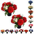 Caliko Set of 2 Grave Flower Pots with Improved Design | Artificial Flowers for Graves in Pots | Chrysanthemum Red Daisies Perfect for Cemetery Decor, Christmas Tributes & Memorial Elegance.