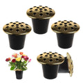 Caliko- Grave Flower Holders Set of 5, Memorial Grave Pots with Gold Lids, Strong Plastic Flower Pots for Graves Insert in Grave-side, Memorial Pots for Graves Decorations. (Pack of 5)